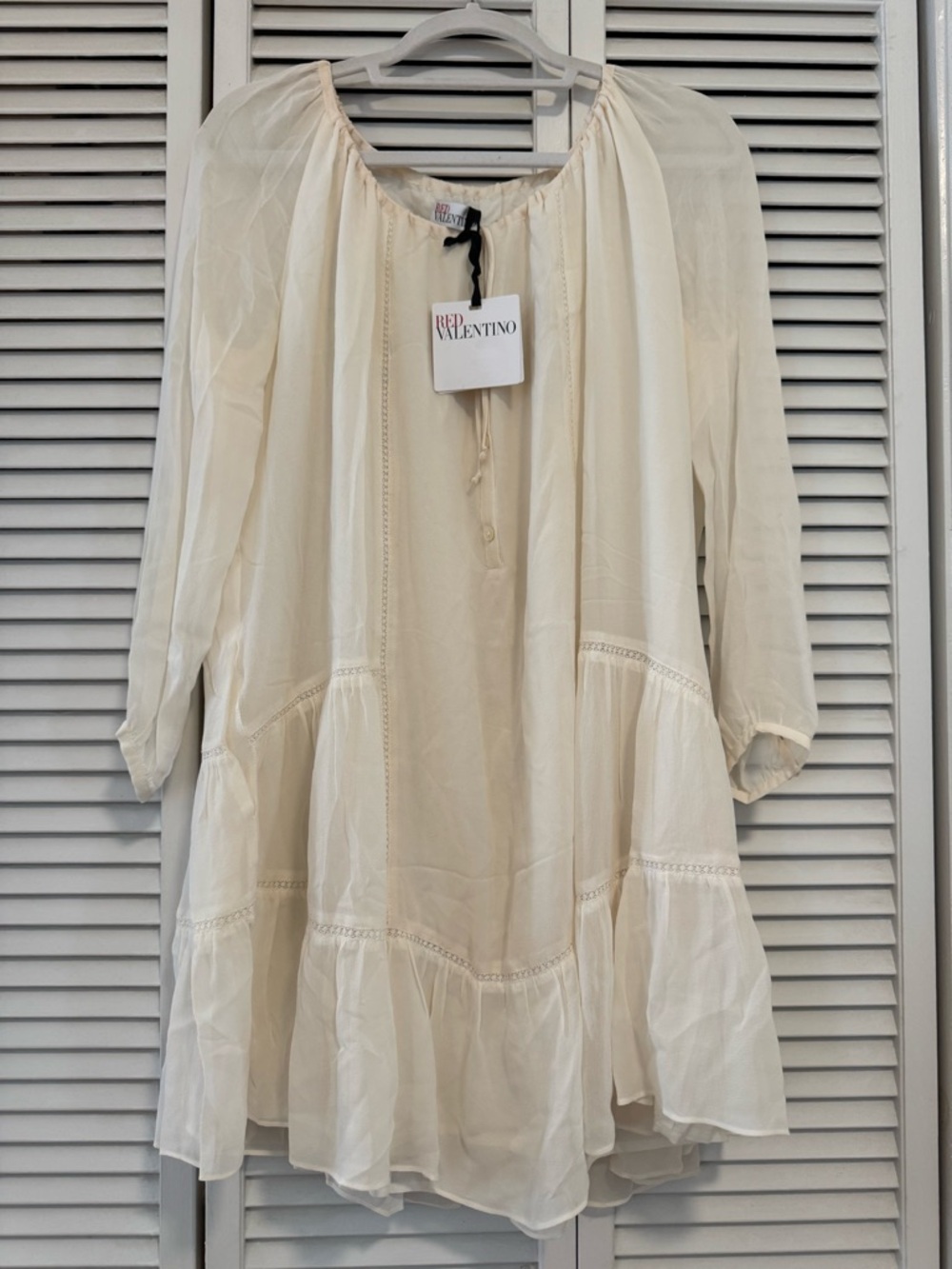 🆕 Red Valentino Ivory “Abiti Donna” Boho Long Sleeve Dress